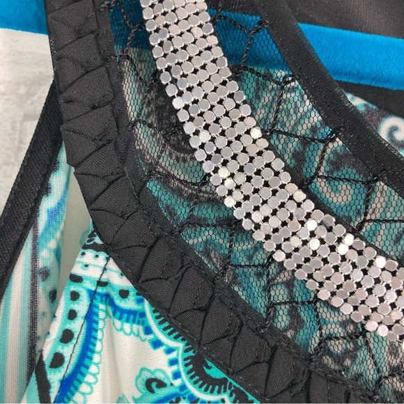 Dress Barn Green & Black Sleeveless Midi Dress Size Petite 14 - Picture 4 of 10